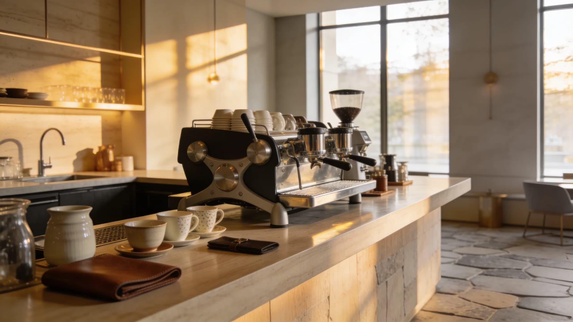 Bar espresso premium dans le studio Solo Reformer Club