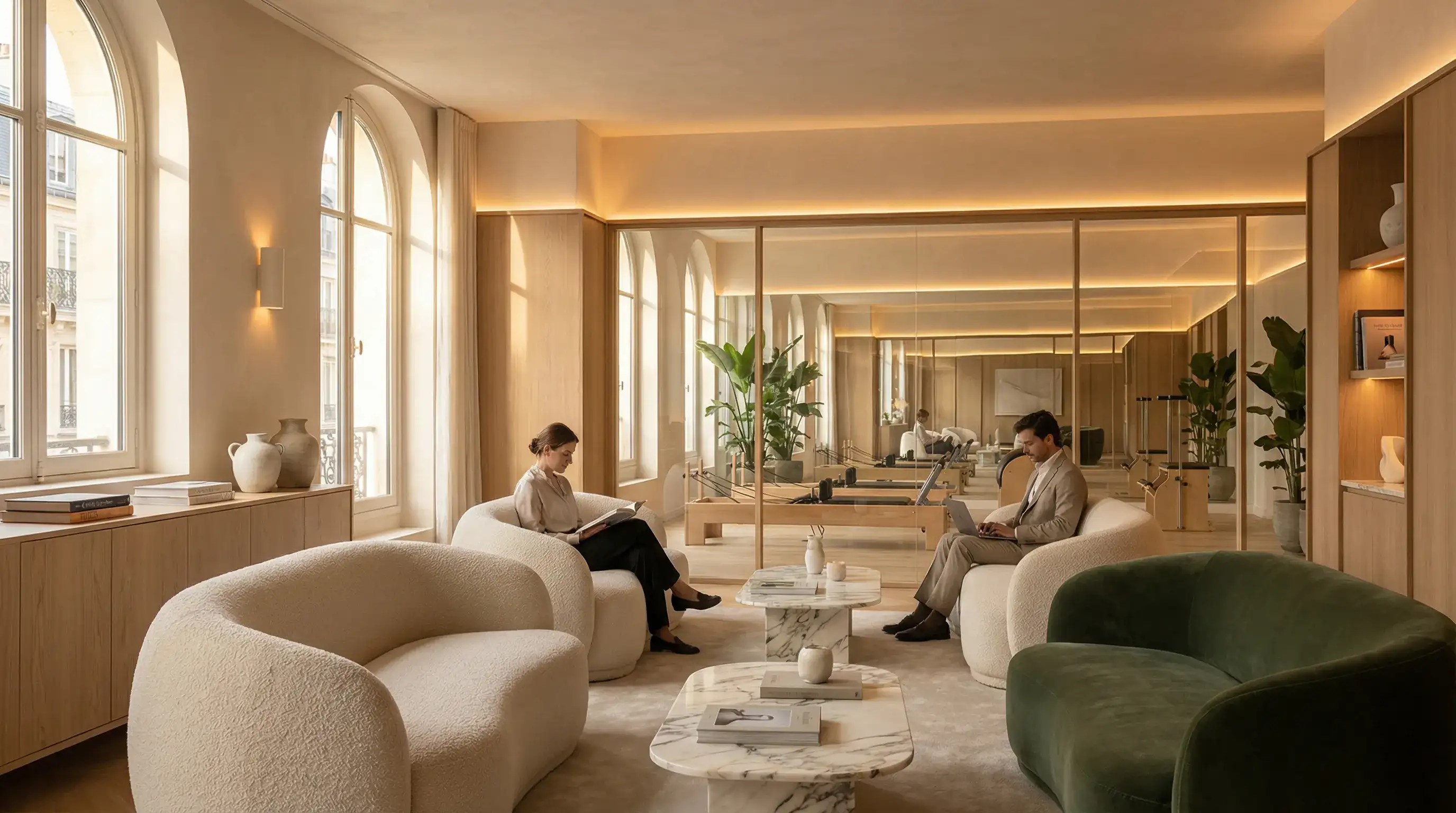 Détail de l'espace bar premium Solo Reformer Club